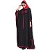 Kaftan style bow abaya- Black-Maroon